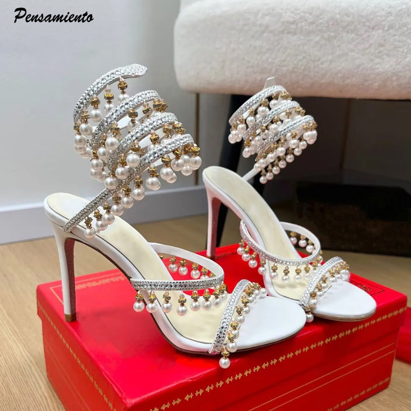 Luxury Lifestyle Shoes - Luksusowe sandały gladiatorki damskie z dżetami,